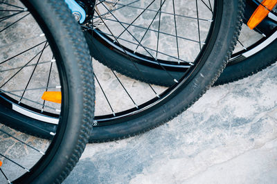 Close-up of bicycle in winter