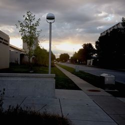 View of street light at sunset