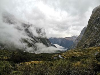 Scenic view of mountains against sky