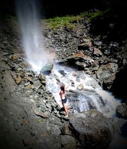 Scenic view of waterfall