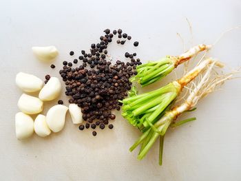 High angle view of fruits on table