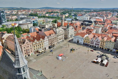 High angle view of cityscape against sky