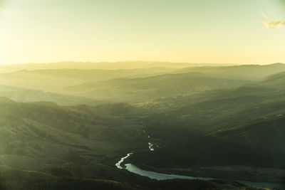 Aerial view of mountain range