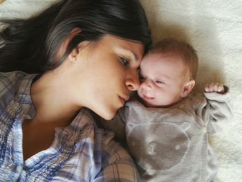 Portrait of mother with cute baby