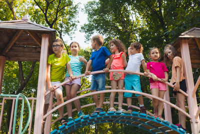 High angle view of people walking in park