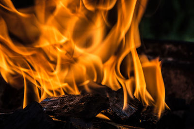 Firewood burning at night