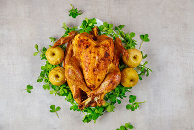 High angle view of food on table