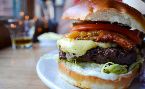 Close-up of burger