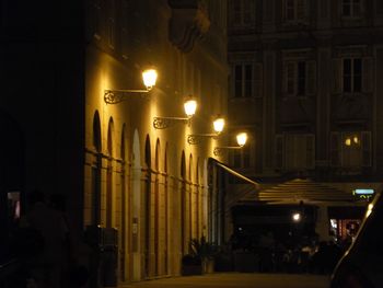 Illuminated street light at night