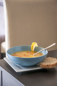 Close-up of breakfast on table