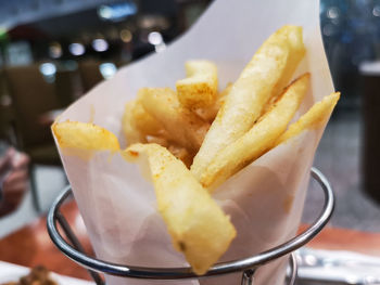 Close-up of fries in plate