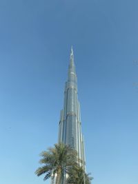 Low angle view of traditional building against clear blue sky