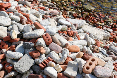 Close-up of pebbles on beach