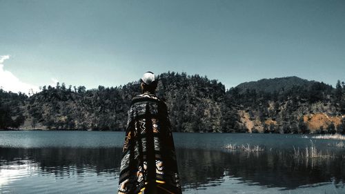 Scenic view of lake against clear sky