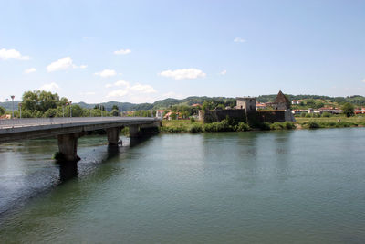 Bridge over river against sky