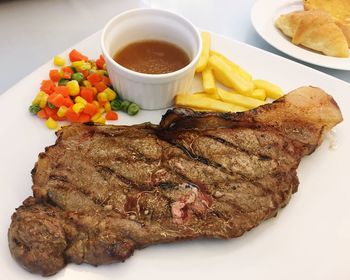 High angle view of food on plate