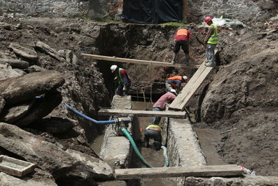 Construction workers working at site