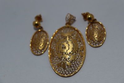 Close-up of coins on table
