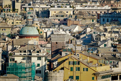 The roofs of the historic center of the italian city of genoa with natural sunlight.