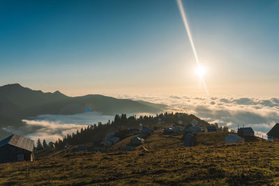 Scenic view of mountains against clear sky