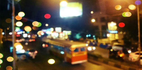 Defocused image of city street at night