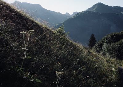 Scenic view of mountains against sky