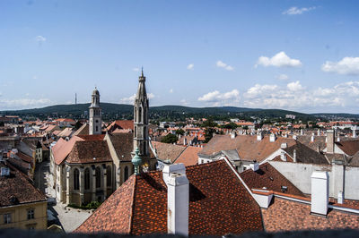 High angle view of town