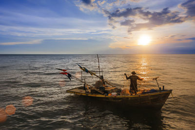 Scenic view of sunset over sea