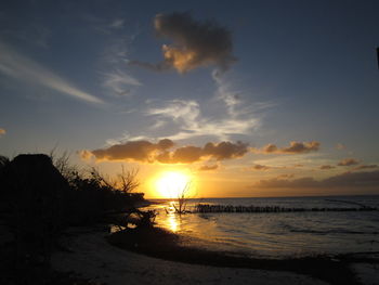 Scenic view of sea at sunset