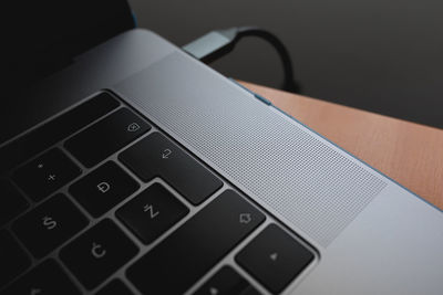 Close-up of computer keyboard on table