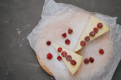 High angle view of cake on table