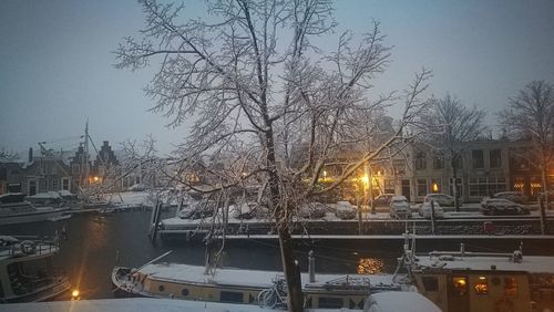 View of river in city during winter