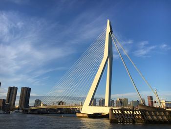 Suspension bridge over river