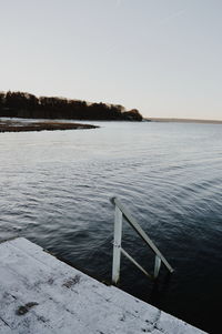 Scenic view of lake against clear sky