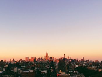 View of cityscape at sunset