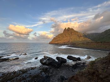 Scenic view of sea against sky during sunset