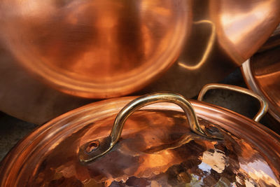 High angle view of utensils on table