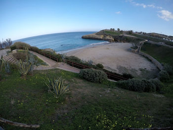 Scenic view of sea against clear sky