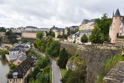 Alzette river, and cityscape panorama of old town, luxembourg 