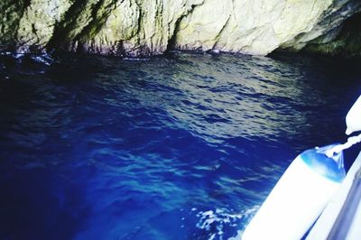 Cropped image of boat in sea