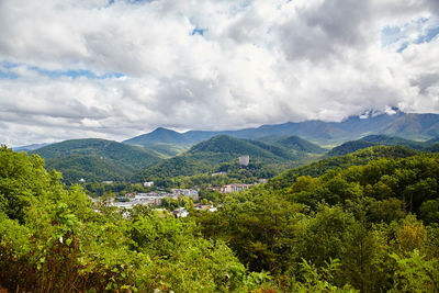 High angle view of landscape against sky