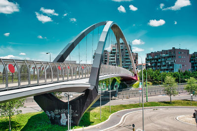 View of bridge against cloudy sky