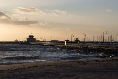 Scenic view of sea against sky at sunset