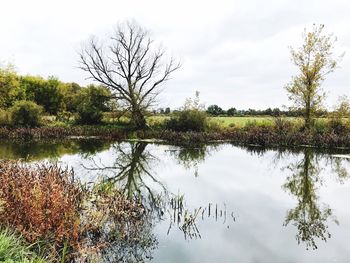 Scenic view of lake against sky