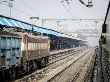 Trains at railroad station platform