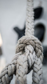 Close-up of rope tied to boat