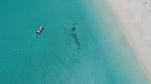 High angle view of person on beach