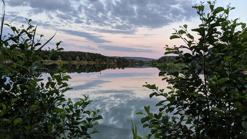 Scenic view of lake against sky