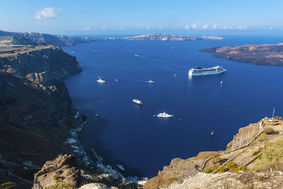 High angle view of bay and sea