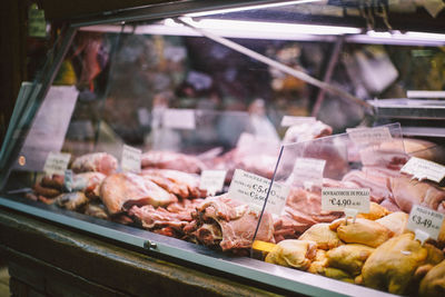 Meat for sale in market